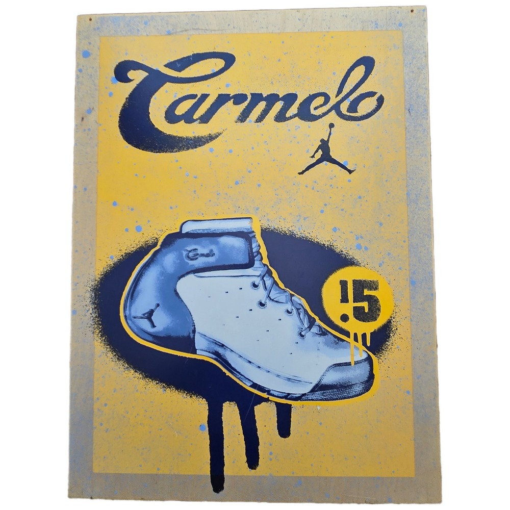 Jordan Carmelo Anthony Nike Wood Retail Display Sign Jumpman Melo 15 Rare 20x30